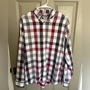 Express Men's Plaid Shirt - Red and Black size M